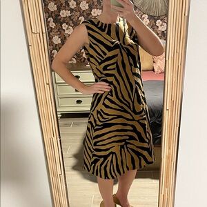 Anne Klein Black and Gold Zebra Dress